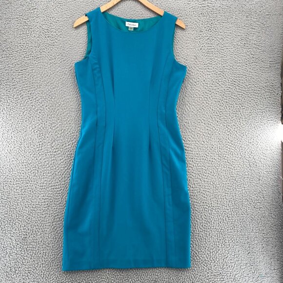 Calvin Klein Dress Womens 4 Blue Sheath Seam Detail Tonal Accent Mini Sleeveless - Picture 1 of 10